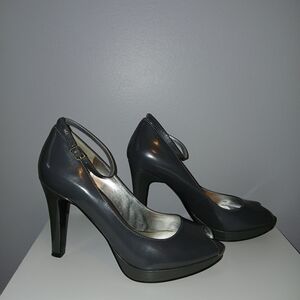 Elegant Gray Peep-Toe Heels